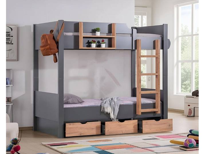 JVmoebel Etagenbett Stilvolles Etagenbett für Kinderzimmer mit zusätzlichem Stauraum