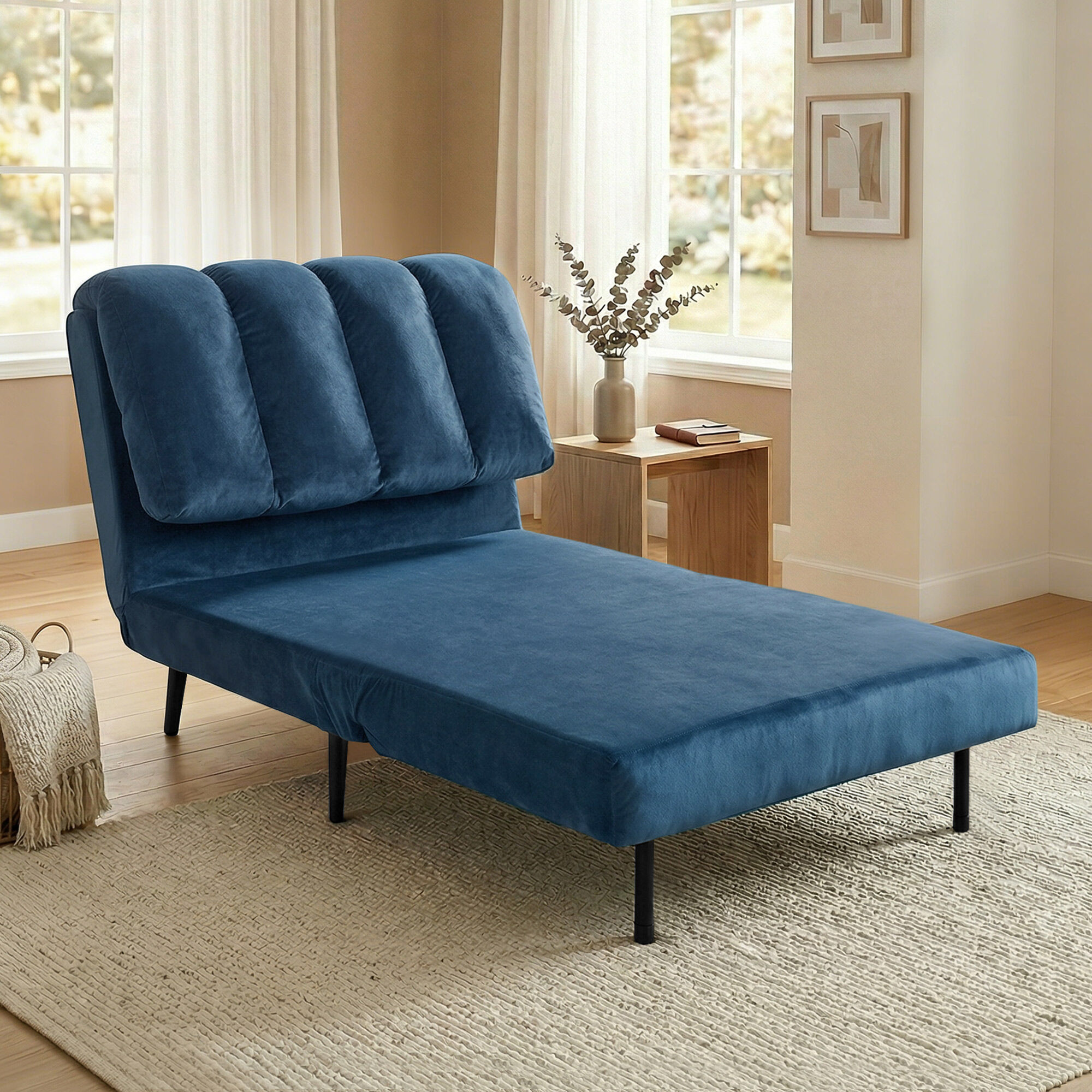 Altro Poltrona Letto Pieghevole Trasformabile Con Schienale Regolabile, Blu