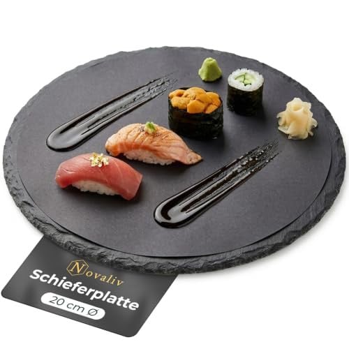 Novaliv Leisteen Serveerschotel Rond, Diameter: 20 cm