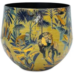 Nomad Lion goldener Übertopf mit Dschungel-Muster Ø 33 cm, Höhe 29 cm