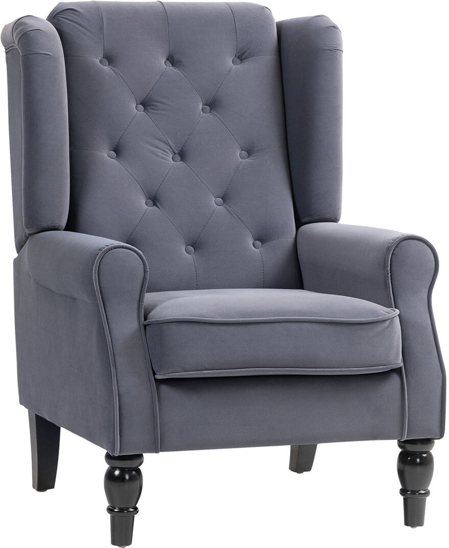 Marlow Home Co. HOMCOM Accent Armchair Home Furniture Retro Tufted Club Fabric Charcoal Grey Charcoal Grey 102cm H X 74cm W X 86cm D