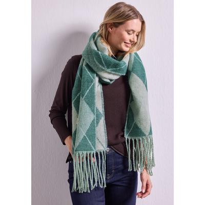 Schal STREET ONE, Damen, Gr. onesize, stormy grün, Strick, 100% Polyester, kariert, Modetücher Schal, kuschelig