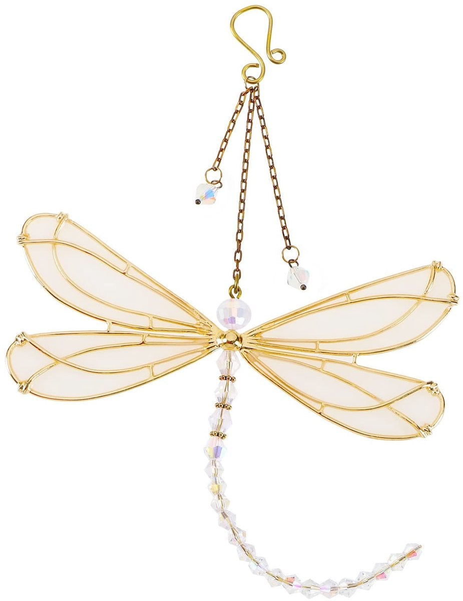 Dailygoods Zonvanger Libelle 26 cm - Metalen Raamdecoratie met Kristallen voor Binnen en Buiten