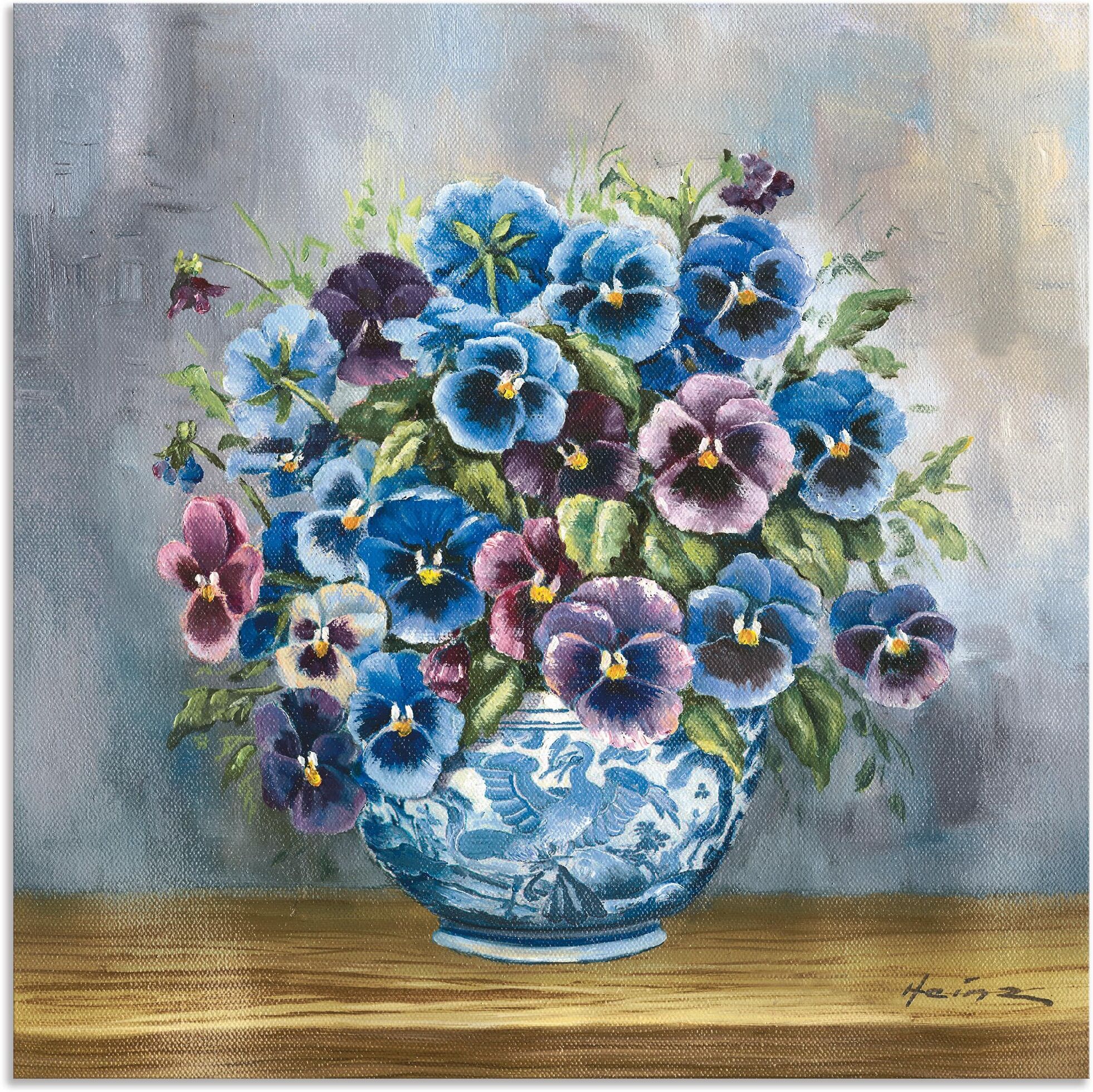 Wandbild ARTLAND "Stiefmütterchen", blau (farbe bild(er): blau), B:50cm H:50cm, Bilder, Wandbild, als Alubild, Leinwandbild in verschied. Grössen farbe bild(er): blau B/H/T: 50cm x 50cm, Alu-Dibond-Druck Blumenbilder quadratisch, 1 Stk.