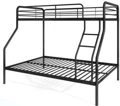 Costway Twin Over Full Bunk Bed with Ladder and Full-length Guardrails-Black