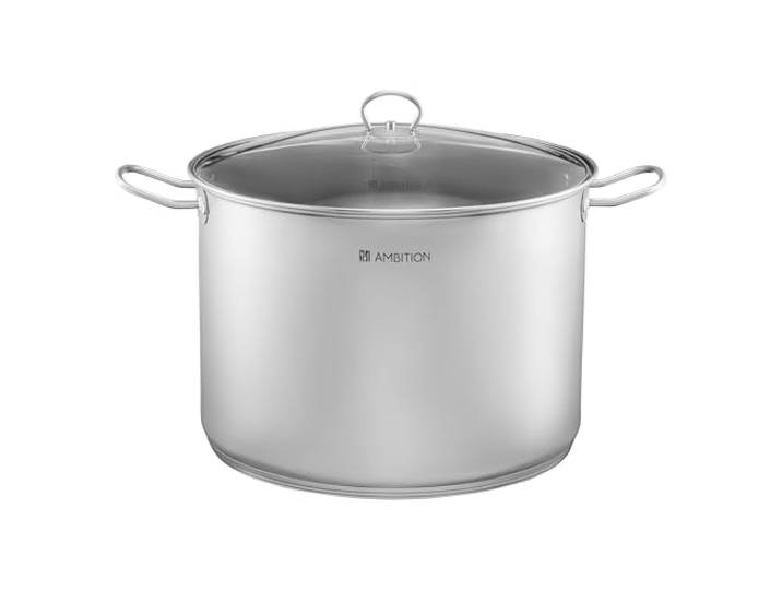 AMBITION Großer Topf mit Deckel 35 l Acero ⌀ 40 cm Edelstahl Kochtopf alle Herdarten Induktion Spülmaschine Maßstab innen
