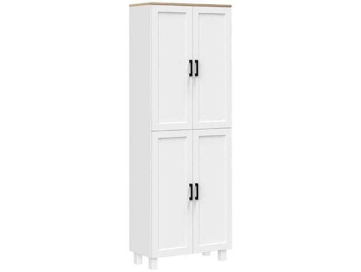 Armoire de cuisine - HOMCOM - hauteur 170 cm - buffet haut avec 4 portes étagères ajustable - design moderne - blanc