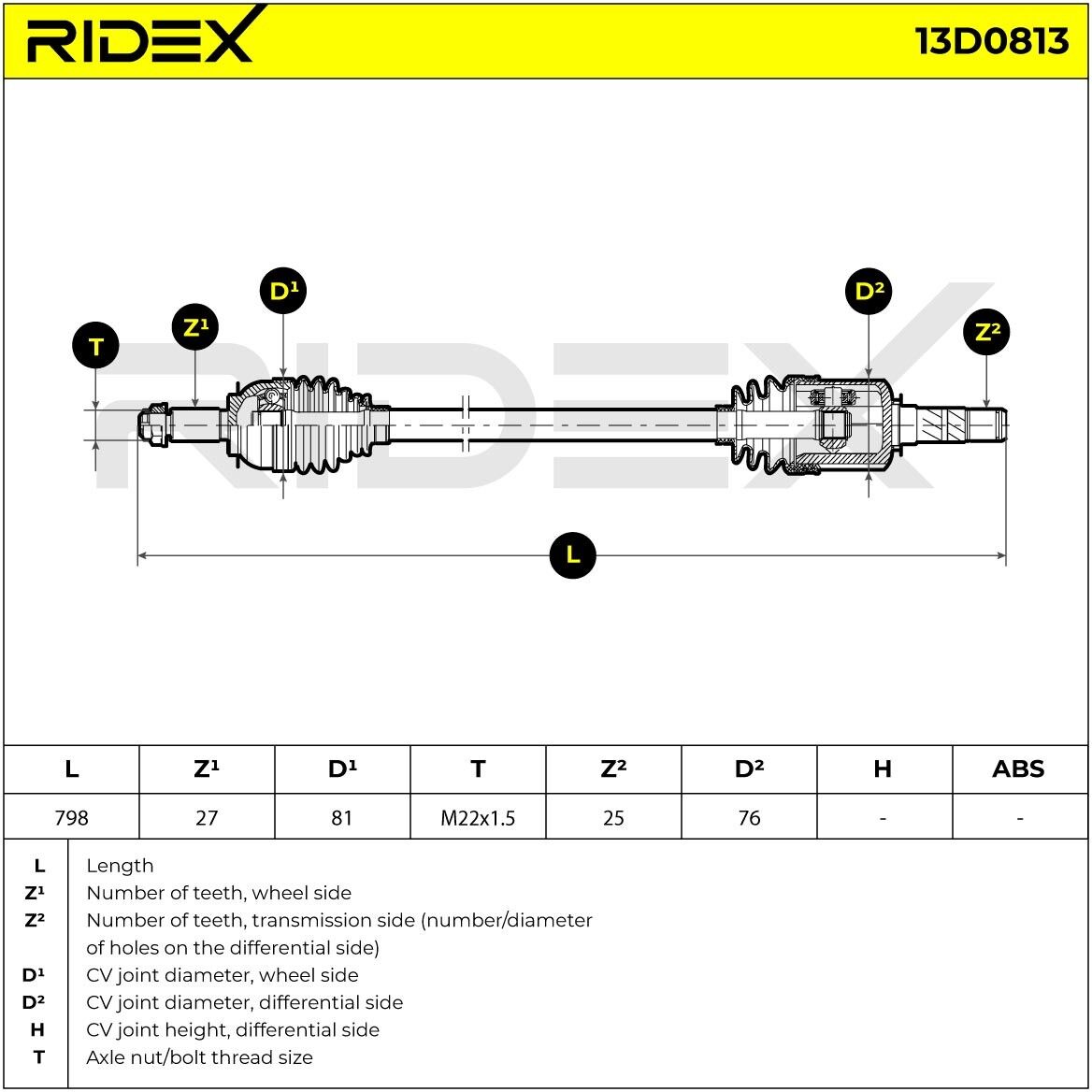 RIDEX 13D0813 Drive shaft