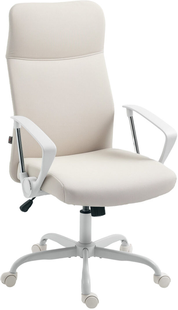 Inbox Zero High Back Office Chair, Computer Desk Chair for Home, Cream White Cream White 65cm W X 63cm D