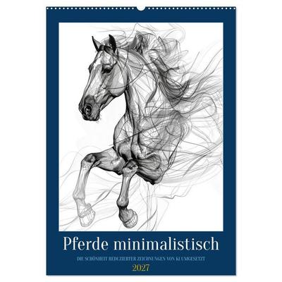 Pferde minimalistisch (Wandkalender 2027 DIN A2 hoch), CALVENDO Monatskalender