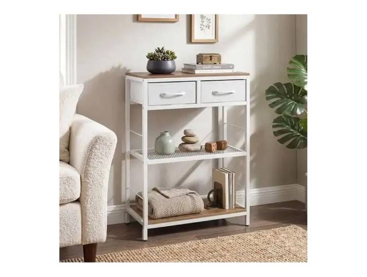Design rustique table console étroite avec 2 tiroirs et étagères rangement pour entrée chambre ou salon