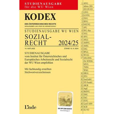 KODEX Studienausgabe Sozialrecht WU 2024/25, Taschenbuch von Elisabeth Brameshuber, Linde, 978-3-7073-5054-8