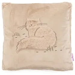 MONT CHALET 1 gefülltes Kissen Fellapplikation Katze Lammfellimitat waschbar, 34x34cm