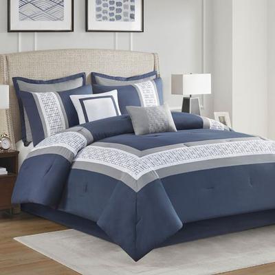 Jla Home/Bed Powell Comforter Bed Set Navy, Queen, Navy
