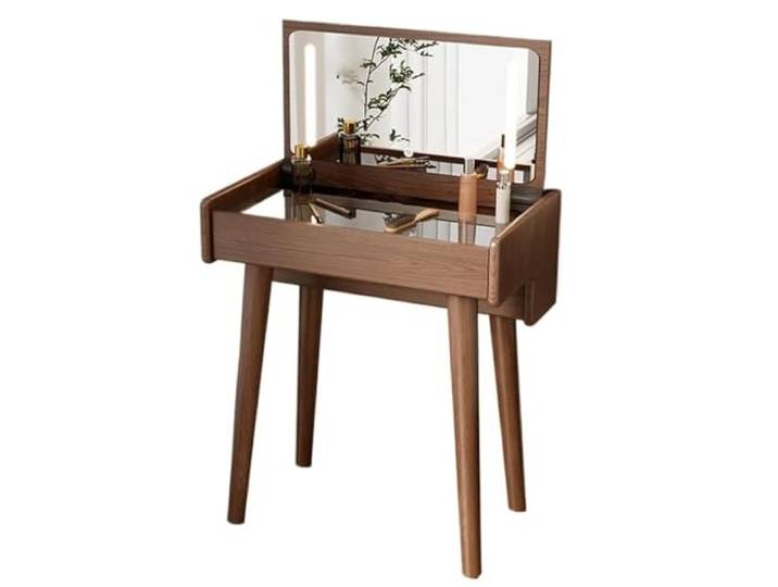 zhangrui1888 Schminktisch Schminktisch, Mini-Flip-Nachttisch, Aufbewahrungsschrank Schlafzimmer-Make-up-Waschtisch ﻿(Bruin)