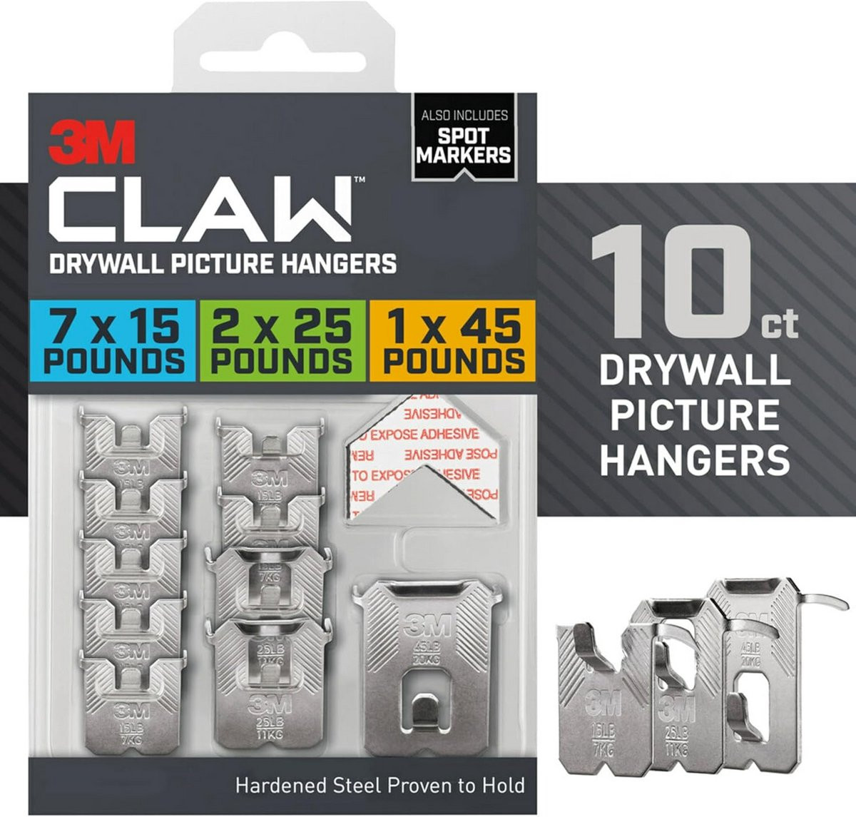 Set van 10 Gipsplaat Foto Hangers met een draagkracht tot 6,8 kg