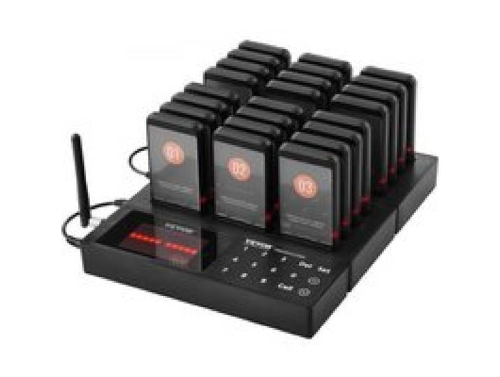 VEVOR Restaurant-Pager-System, Kabelloses Warteschlangensignal mit 400 m Reichweite, Piepser zur Rufannahme von Gästen mit Vibration und Blinken, 24 Pager für Imbisswagen, Kirche