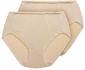 Plus Size Women's Exquisite Form®2-Pack Control Top Lace Shaping Panties by Exquisite Form in Nude (Size 3XL)