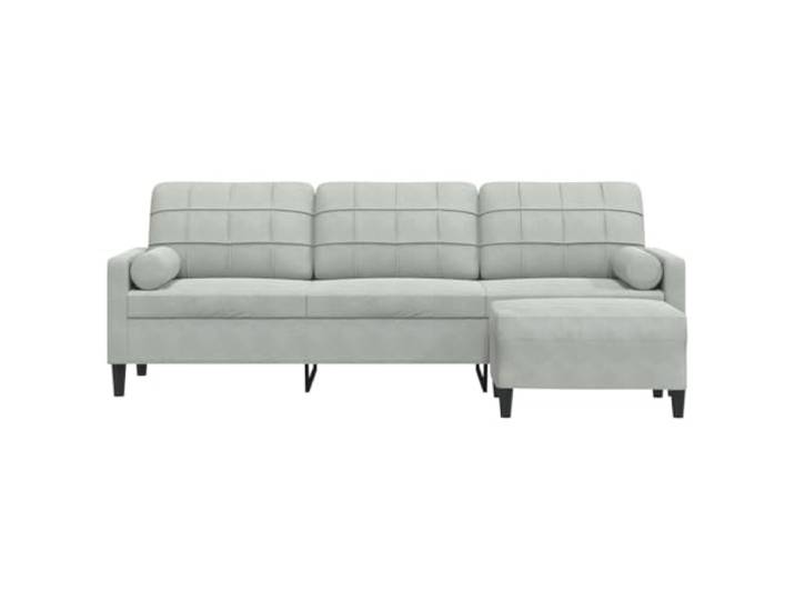 KTHLBRH 3-Sitzer-Sofa, hellgrau, 210 cm, aus Samt Gestell aus Metall, Fußstütze inklusive, Polsterung aus Schaumstoff, modernes Design