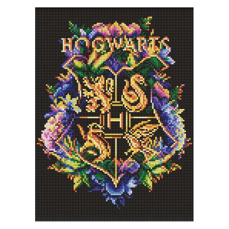 Ideyka Diamond Painting mit Rahmen Harry Potter: Wappen von Hogwarts 30 x 40 cm (AMO20366)