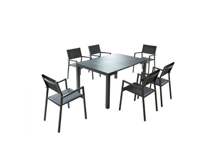 Olhao - Console extensible aluminium + 6 chaises