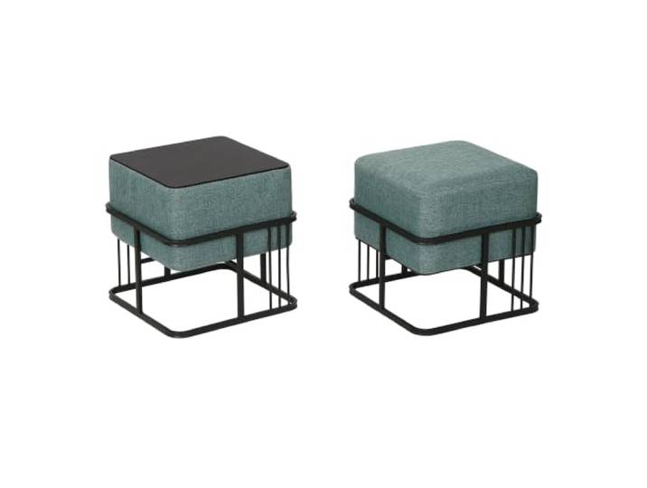 2 Stück Stapelbarer Sitzhocker Modernes zeitloses Design Multifunktional Quadratisch Grün 03_0009692