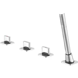 Steinberg Serie 230 Wannen 4 Loch Armatur 2302480 mit ausziehbarer Handbrause, chrom