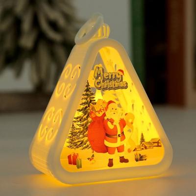 Uplift Essentials Mini Christmas LED Triangle Lantern Festive Santa & Snowman Table Ornament & Party Scene Prop santa White