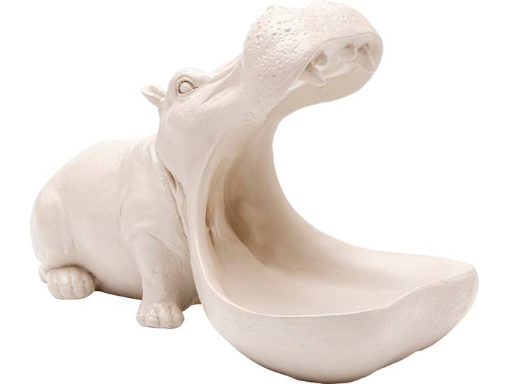 Dekofigur KARE DESIGN Hungry Hippo , weiss (beige), B:14cm H:17cm T:27cm, Polyresin, Dekofiguren, Dekofigur, verschiedene Farben & Grössen