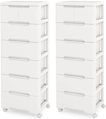 1/2 PCS 7-Drawer Plastic Storage Cart w/ 4 Universal Wheels Cabinet