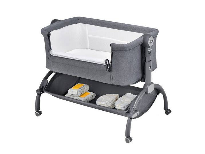 COSTWAY Beistellbett, Stubenwagen, 7 Fach höhenverstellbar, Babybett