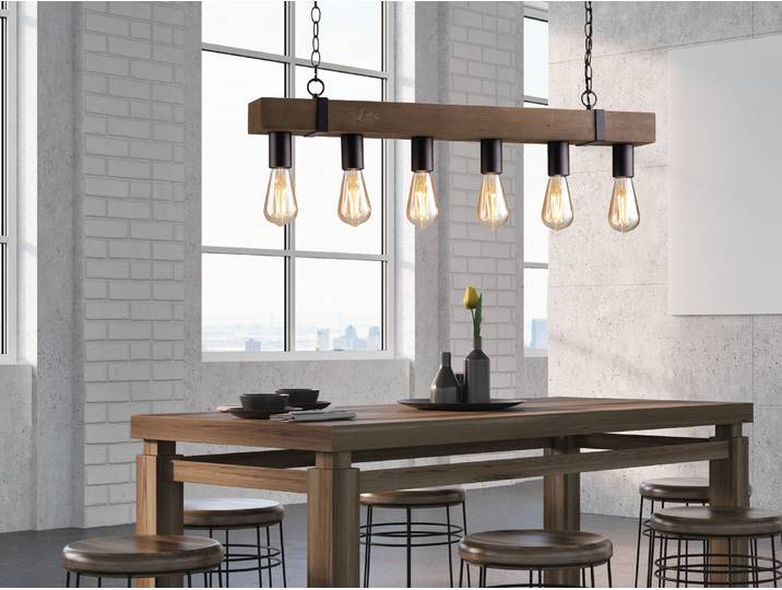 LUCE Design Texas Pendelleuchte 6fach E27 Braun Antik
