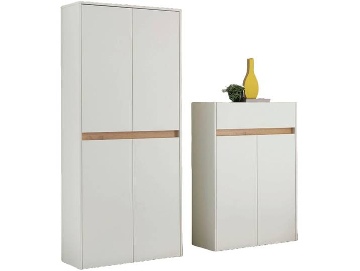 Garderoben-Set HOME AFFAIRE City/Giron, moderne Garderobe, viel Stauraum, ca. 48 Schuhe , weiss (weiß), B:170cm H:195cm T:35cm, Holzwerkstoff, Kastenmöbel-Sets, Garderoben-Set, enthält zwei Schuhschränke, ausreichend Stauraum