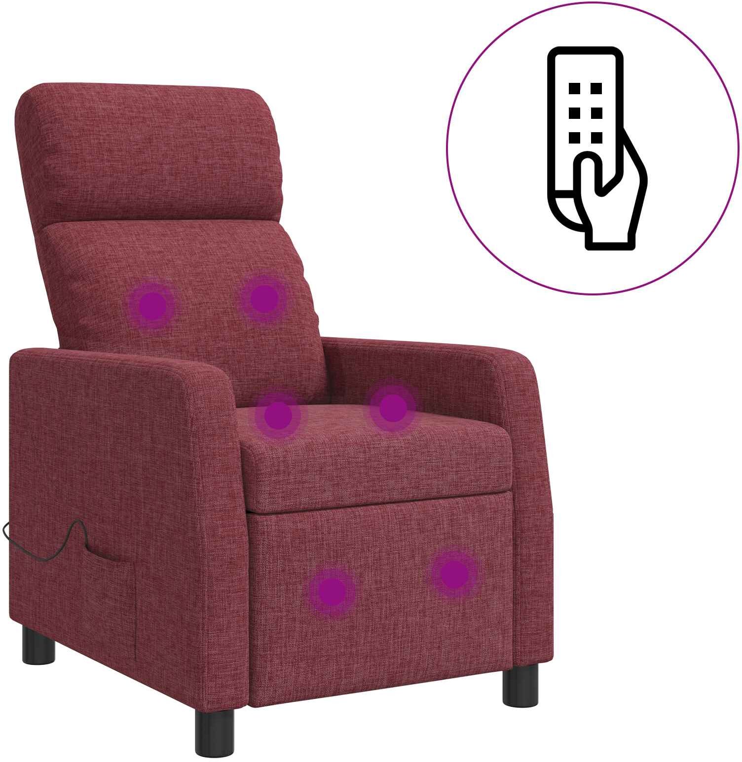 vidaXL Fauteuil de massage inclinable Bordeaux Tissu
