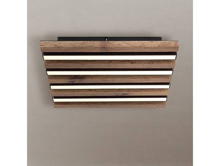 LED-Deckenleuchte Hayden quadratisch 30cm Schwarz/Braun Kunststoffart: Acrylglas Material: Holzwerkstoff, Metall, Kunststoff Metallart: Eisen