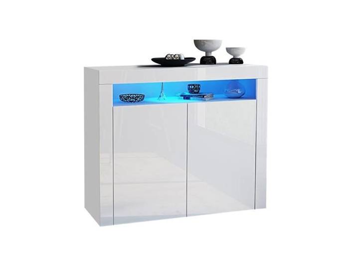 Commode de chambre style contemporain blanc brillant - L 108 cm