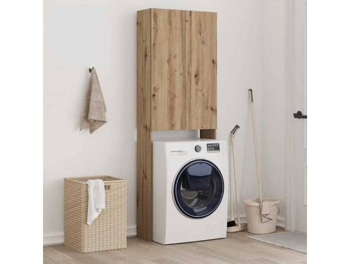 (ON SALE)Meuble haut de salle de bain Meuble WC pour machine à laver chêne artisanal 64x25 5x190 cm 85570