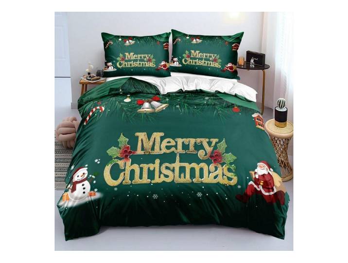 LuxusKollektion Kinderbettwäsche Bettwäsche 200x220 Weihnachten Grün/Gold 3D