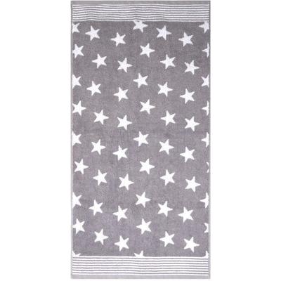 Badetuch DYCKHOFF "Stars", grau, B:70cm L:140cm, Walkfrottee, Obermaterial: 100% Baumwolle, Handtücher, Badetuch, mit Sternen & Streifen