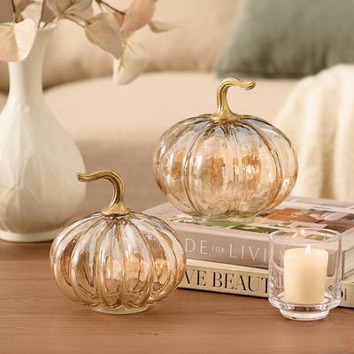 Vintage Glass Pumpkins, Set Of Two - Grandin Road