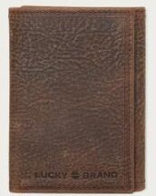 Lucky Brand Double Stitched Leather Trifold Wallet - Women's Accessories Clutch Wallet in Dark Brown, Size OneSize