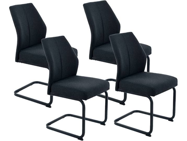 Stuhl HELA Wandsbek, 2er oder 4er-Set, Federkorb , schwarz (schwarz, schwarz, schwarz), B:47cm H:91cm T:61cm, Metall, Polyester, Stoff, Stühle, Stuhl, Mit Federkorb, 140kg belastbar, in Webstoff oder Vintage Optik