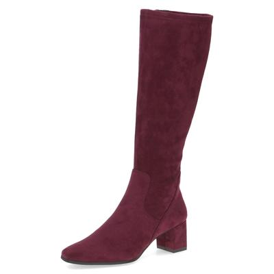 Stiefel CAPRICE, Damen, Gr. 38, Synthetik Textil, XS-Schaft, rot (bordeaux), Schuhe Stiefel, Blockabsatz, Abendschuh, Langschaft-Stiefel mit Innenreißverschluss