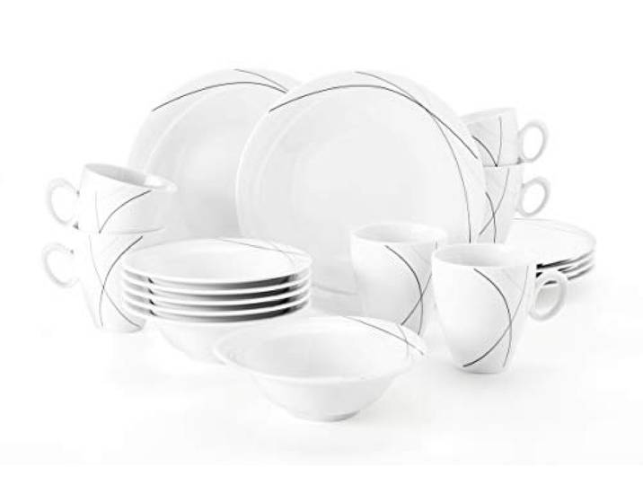 Seltmann Weiden Trio Highline Frühstück-Set 18 tlg., 6 Personen, Grau / Schwarz