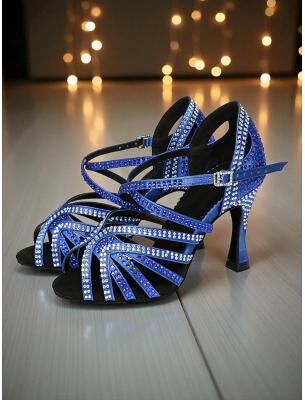 LightInthebox Women's Rhinestone Latin Dance Shoes - Professional Ballroom Salsa Tango Sandals with Strappy Design and High Heels for Competition or Performance