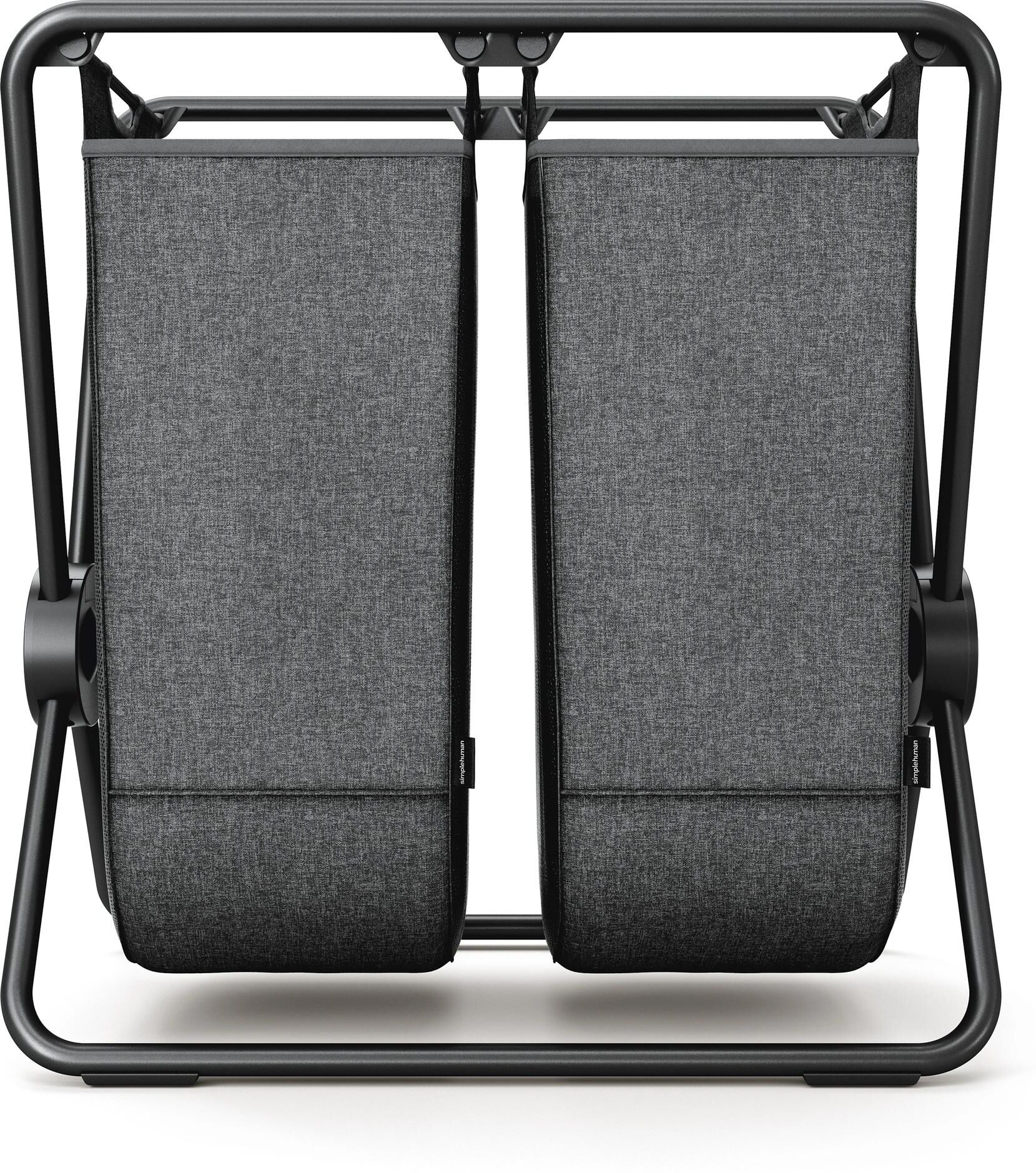 Wäschekorb SIMPLEHUMAN "Double 2 x 70 l", schwarz (grau, schwarz), 140 l, Polyester, Stahl, Wäschesammler, Wäschekorb grau, schwarz 140 l