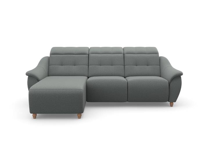Ecksofa, Luxus-Microfaser, Grau, 254×170 cm, Kopfteilverstellung & Relaxfunktion, Klassisch, Home-affaire