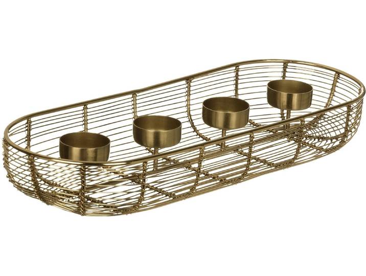 Adventskranz EGLO Hagony , gold (goldfarben), B:14cm T:40,5cm, Metall, Dekokränze, Adventskranz