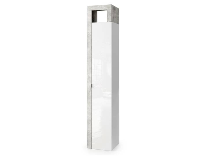 Armoire 1 porte Fribourg meuble d'entrée blanc brillant/béton - Basika