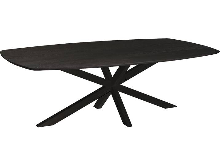 Esstisch OMG DESIGN Nottingham , schwarz (schwarz night, schwarz night, schwarz night), B:250cm H:77cm T:128cm, Tische, Esstisch, Eiche Massivholz, mit Spider-Gestell